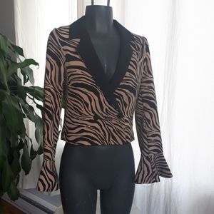 Animal print Blazer with flared sleeves